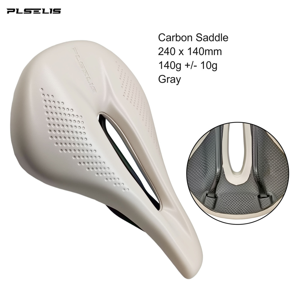 PLSELIS Short-Nose Carbon Saddle, 240 x 140mm, Carbon Rails, 8 Colors
