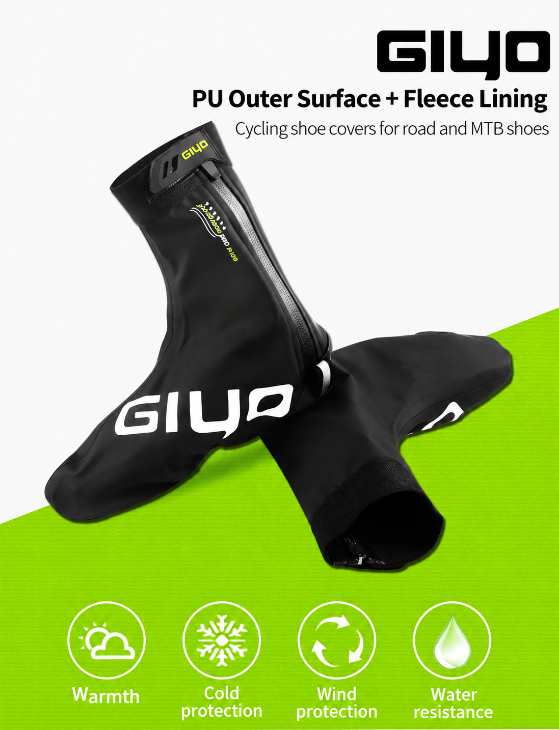 GIYO RD-100 Fleece-Lined Cycling Shoe Covers, Road / MTB, 1 Pair