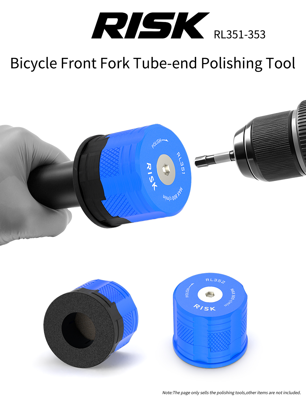 RISK RL351 / RL352 Carbon Steerer Facing Tools, 28.6 / 31.8mm, Polishing Disc & Chamfering Options