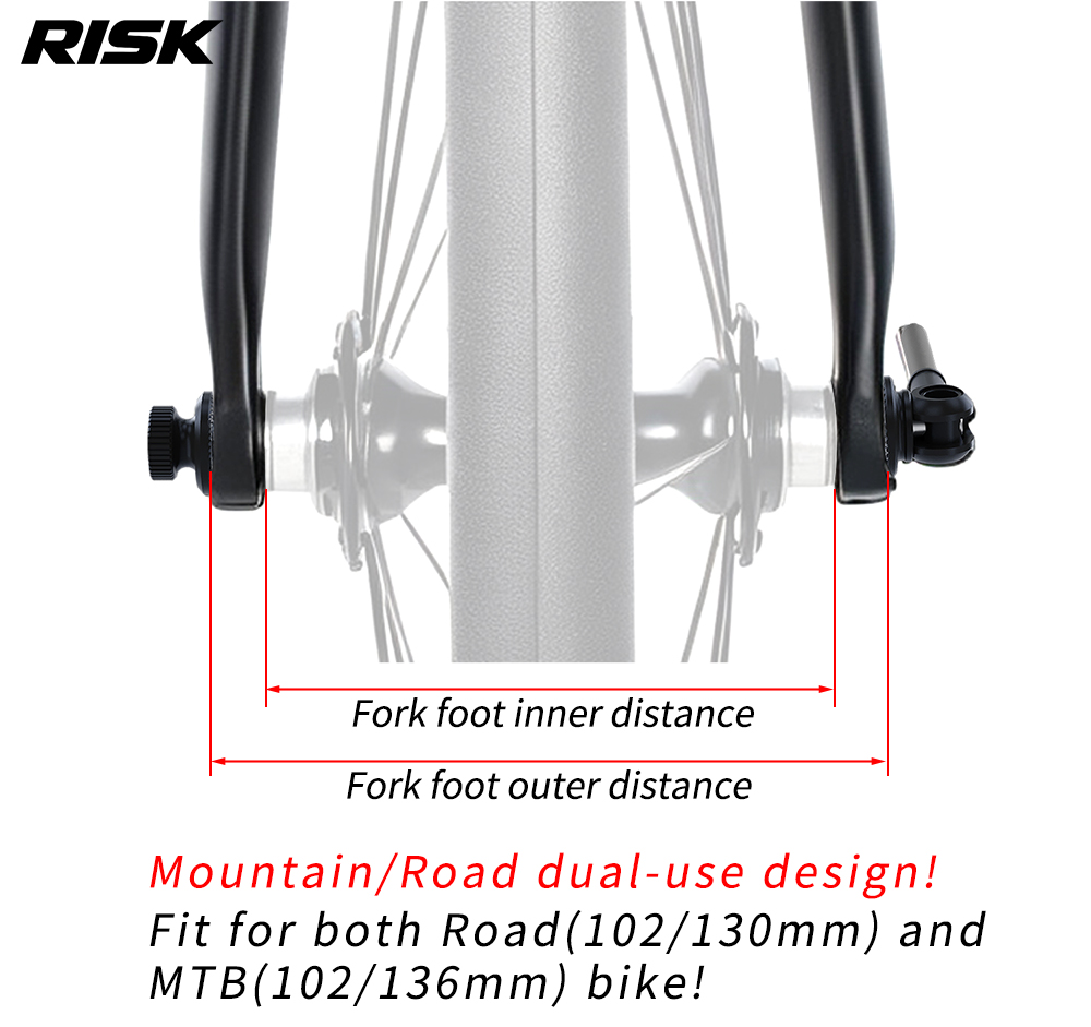 RISK RA163 Titanium Quick Release Skewer Set, Carbon Fiber Levers, Front & Rear, 40g