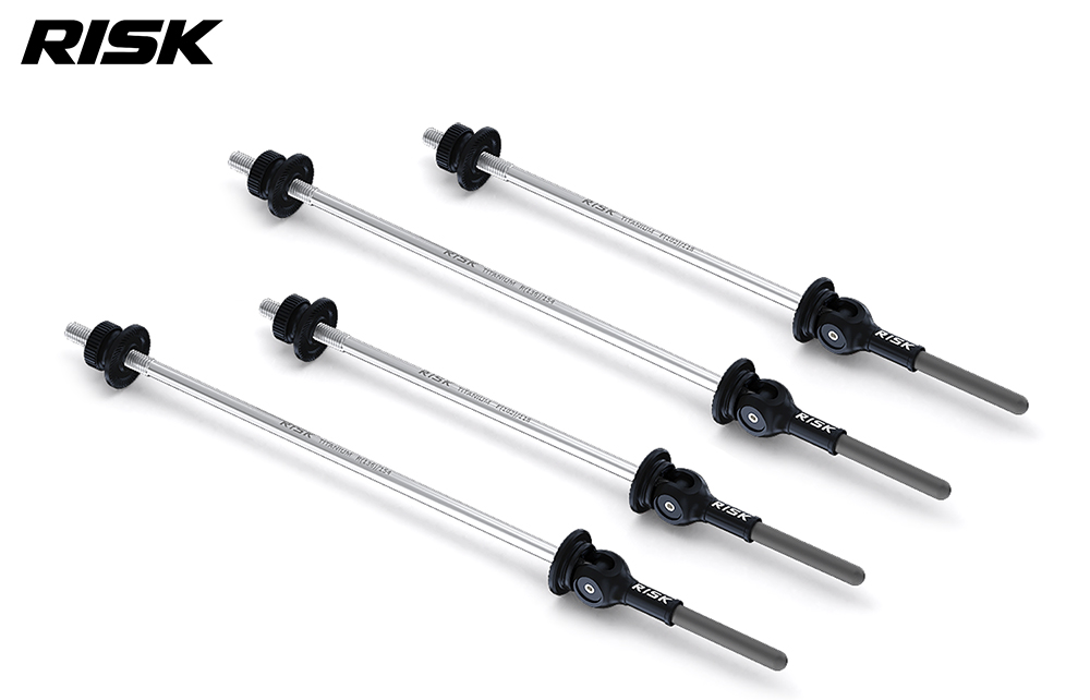 RISK RA163 Titanium Quick Release Skewer Set, Carbon Fiber Levers, Front & Rear, 40g