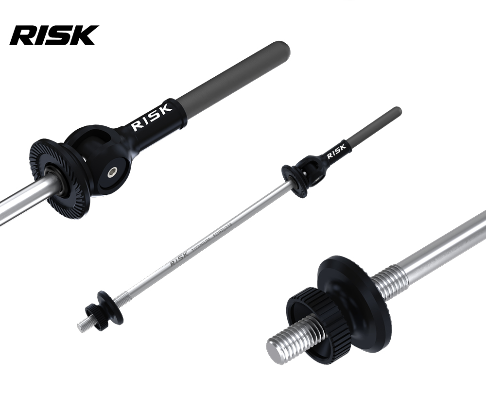 RISK RA163 Titanium Quick Release Skewer Set, Carbon Fiber Levers, Front & Rear, 40g