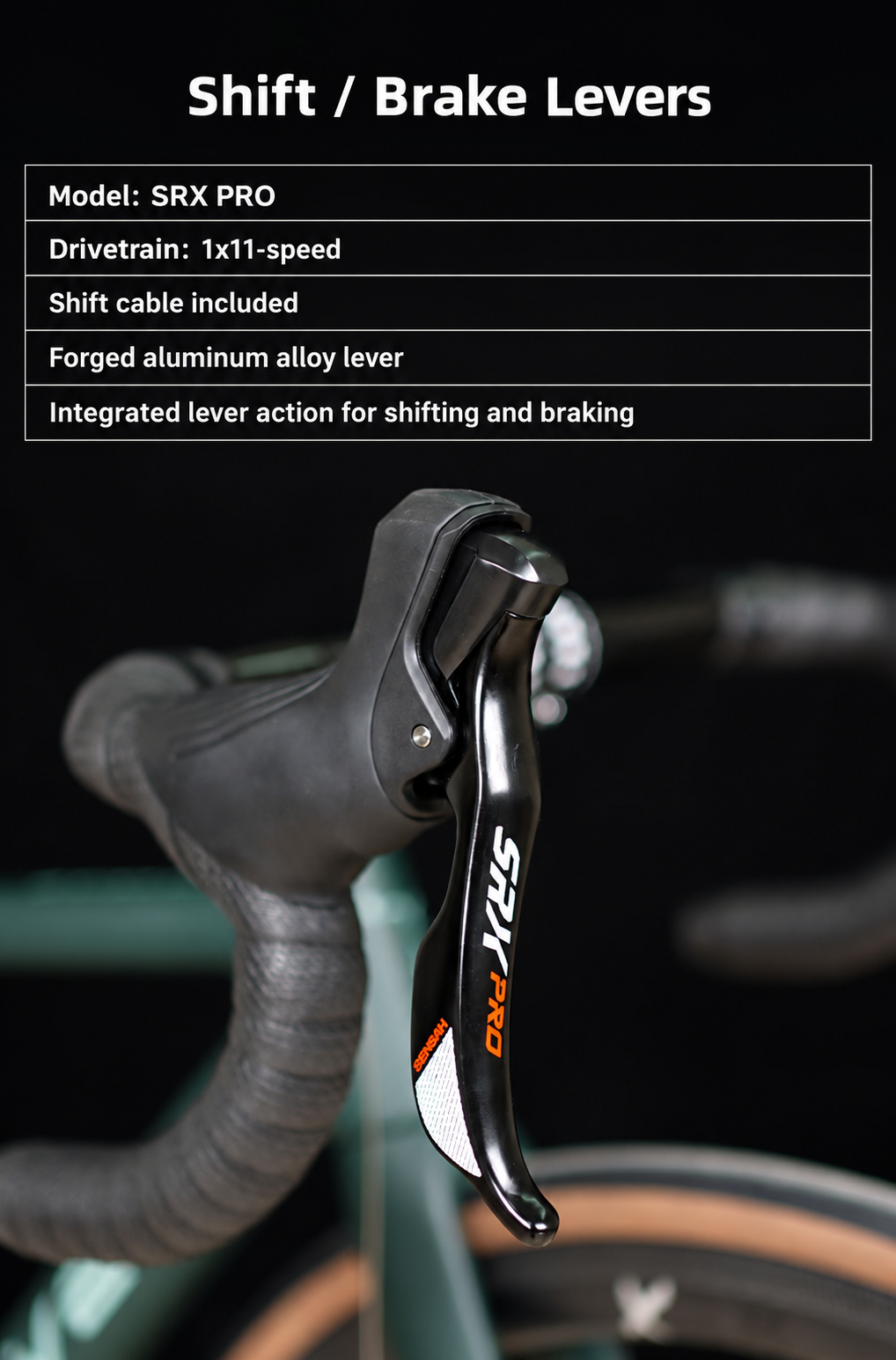 SENSAH SRX PRO 1x11 Gravel Groupset, Mechanical Shift/Brake Levers & 52T Rear Derailleur Options