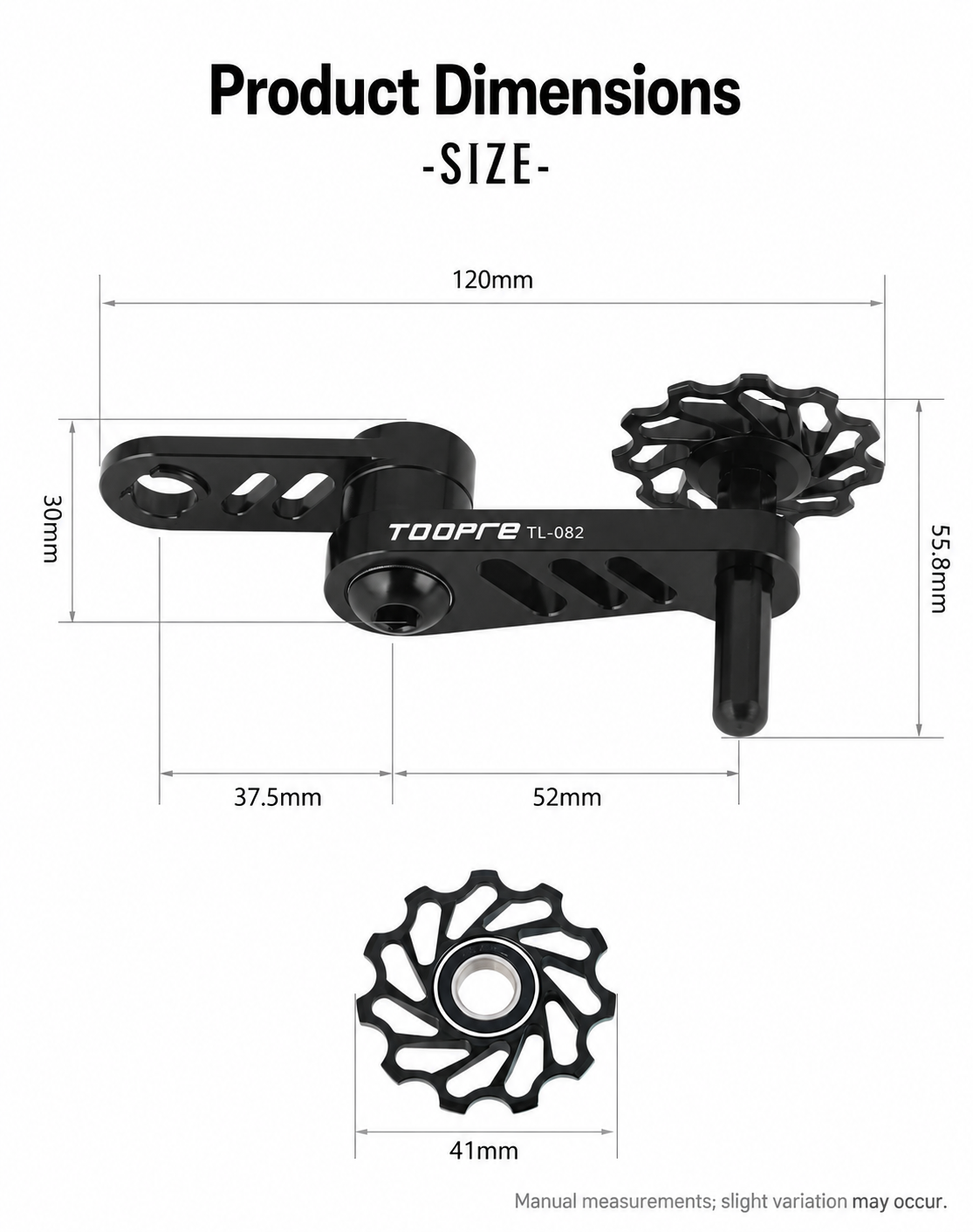TOOPRE TL-082 Adjustable Single-Speed Chain Tensioner, 11T Bearing Pulley, 5 Colors