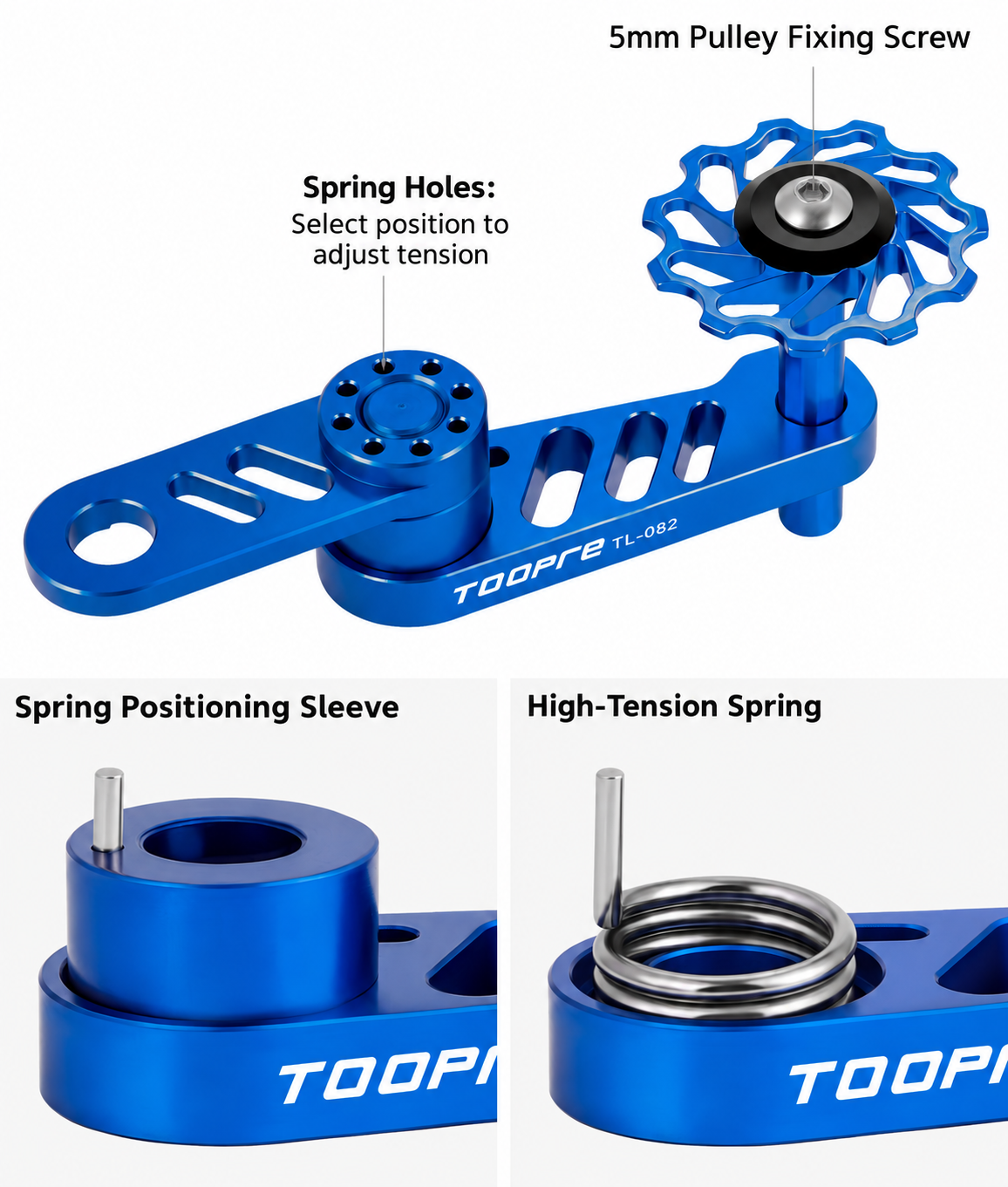 TOOPRE TL-082 Adjustable Single-Speed Chain Tensioner, 11T Bearing Pulley, 5 Colors
