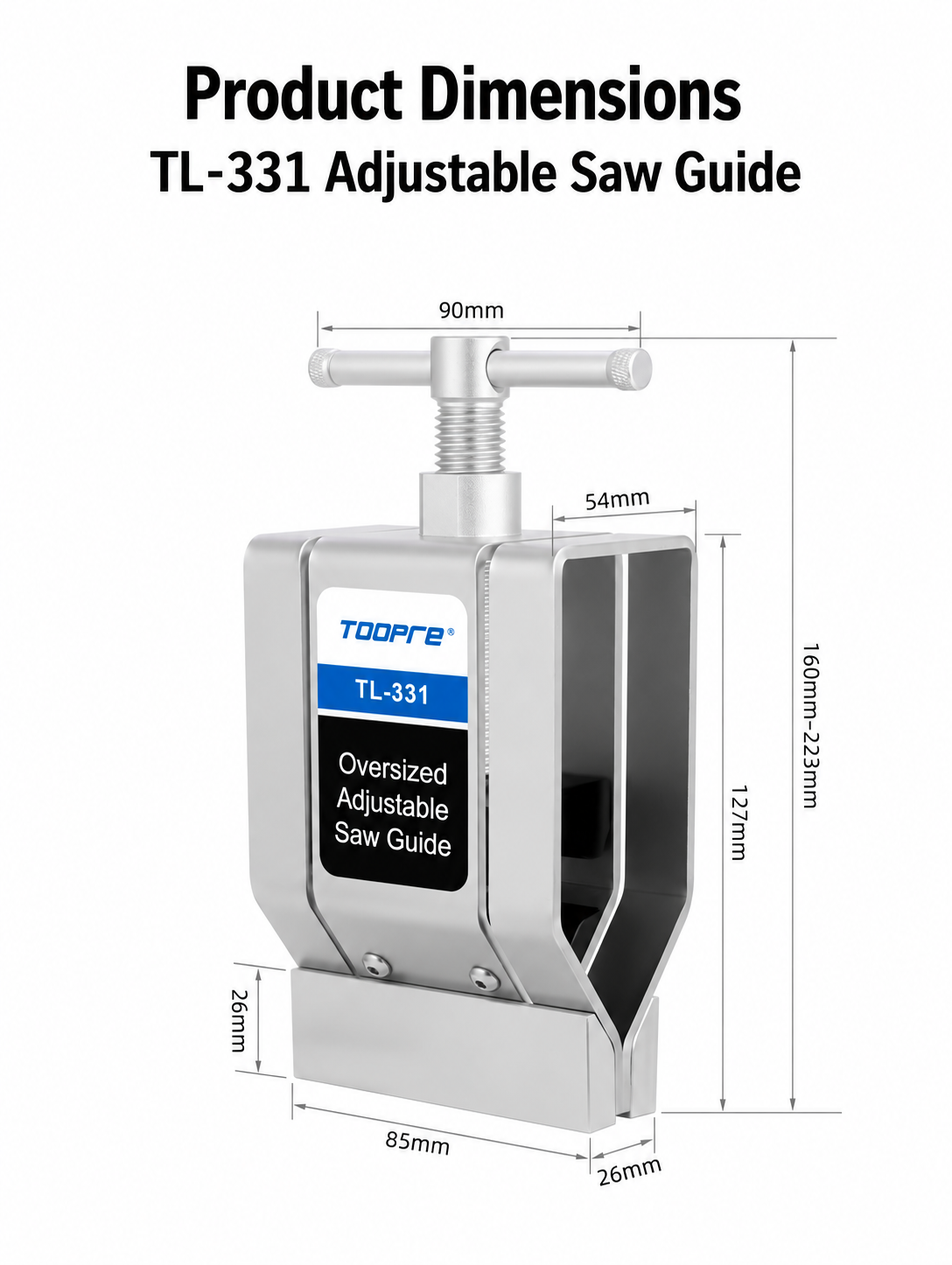 TOOPRE TL-331 Adjustable Tube Cutting Guide, 8-inch File & 12-inch Hacksaw Options