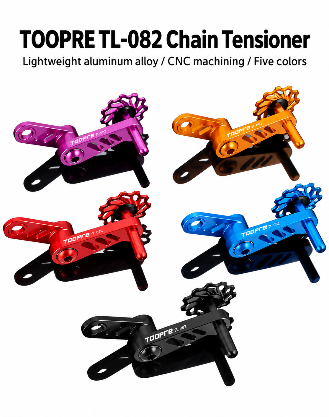 TOOPRE TL-082 Adjustable Single-Speed Chain Tensioner, 11T Bearing Pulley, 5 Colors