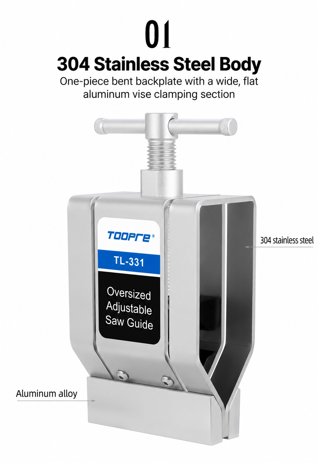 TOOPRE TL-331 Adjustable Tube Cutting Guide, 8-inch File & 12-inch Hacksaw Options