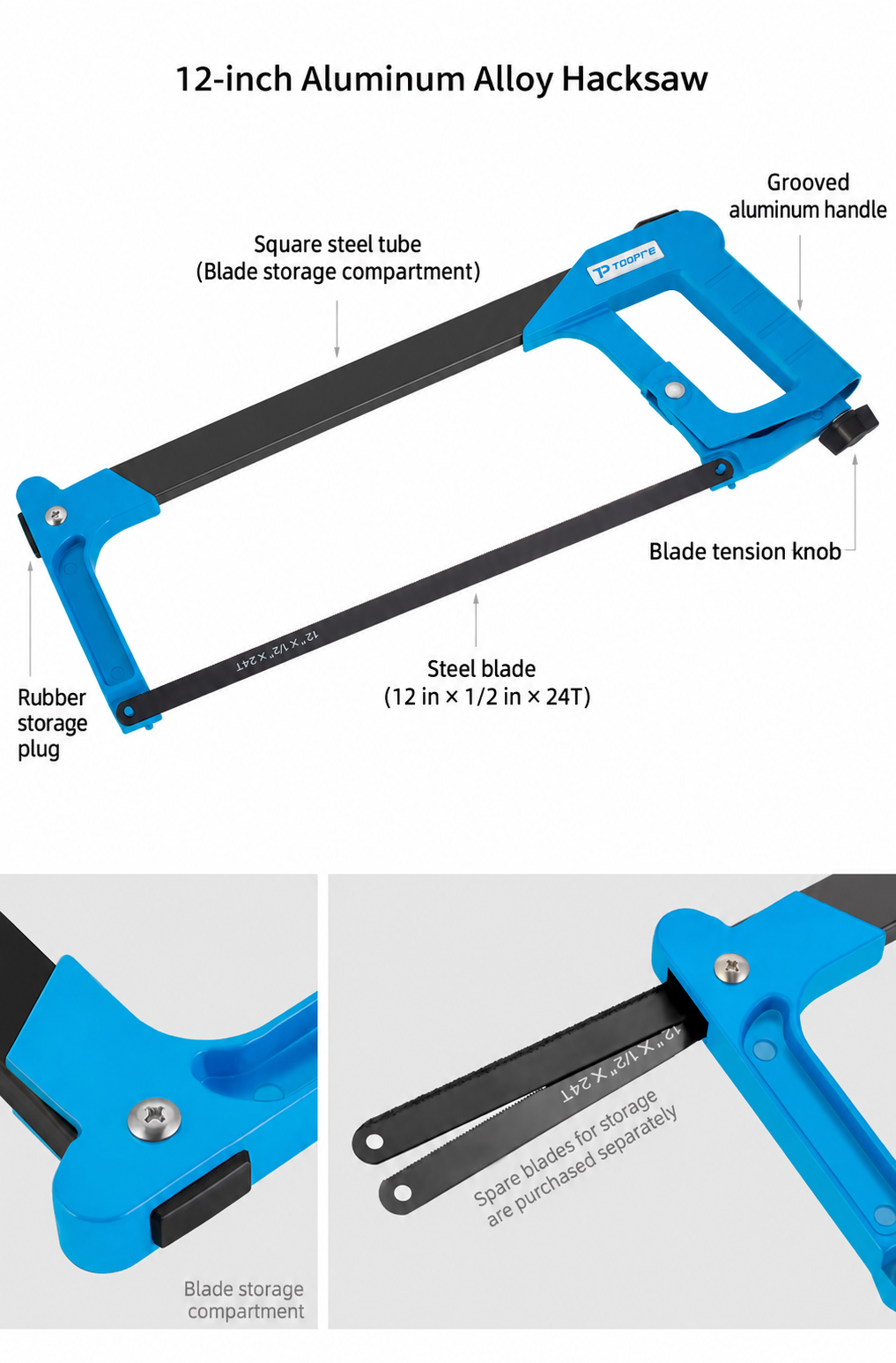 TOOPRE TL-331 Adjustable Tube Cutting Guide, 8-inch File & 12-inch Hacksaw Options