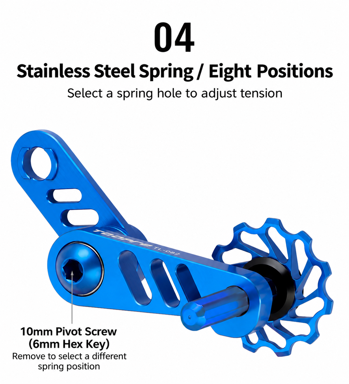 TOOPRE TL-082 Adjustable Single-Speed Chain Tensioner, 11T Bearing Pulley, 5 Colors