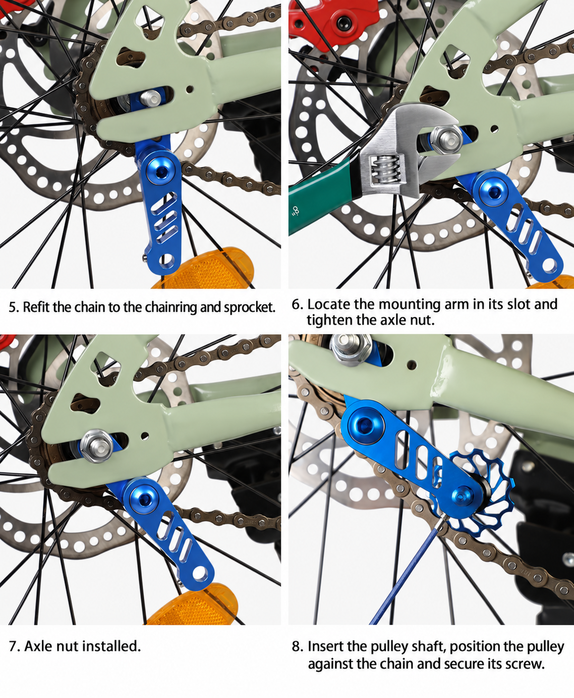 TOOPRE TL-082 Adjustable Single-Speed Chain Tensioner, 11T Bearing Pulley, 5 Colors