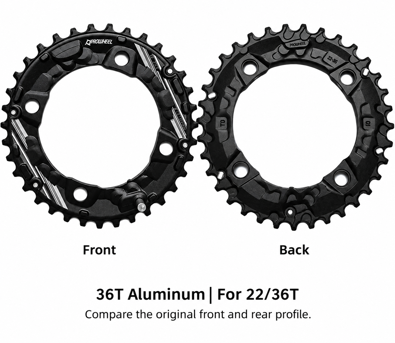PROWHEEL 2x Chainring, 26/36T 28/38T 22/36T 24/38T