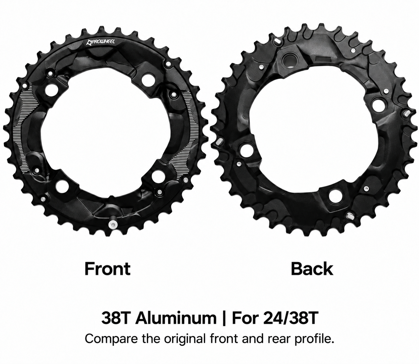 PROWHEEL 2x Chainring, 26/36T 28/38T 22/36T 24/38T