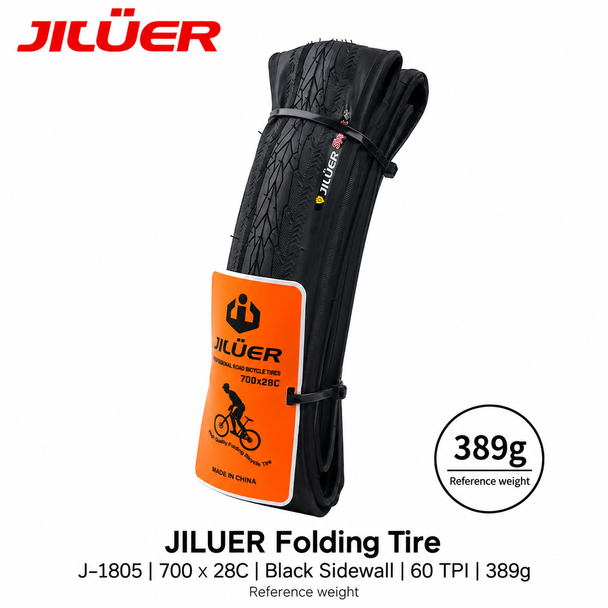 JILUER 60 TPI Folding Bicycle Tires - for Road MTB and Fat Bike, 700 x 25C, 700 x 28C,26 x 1.95, 27.5 x 2.1, 27.5 x