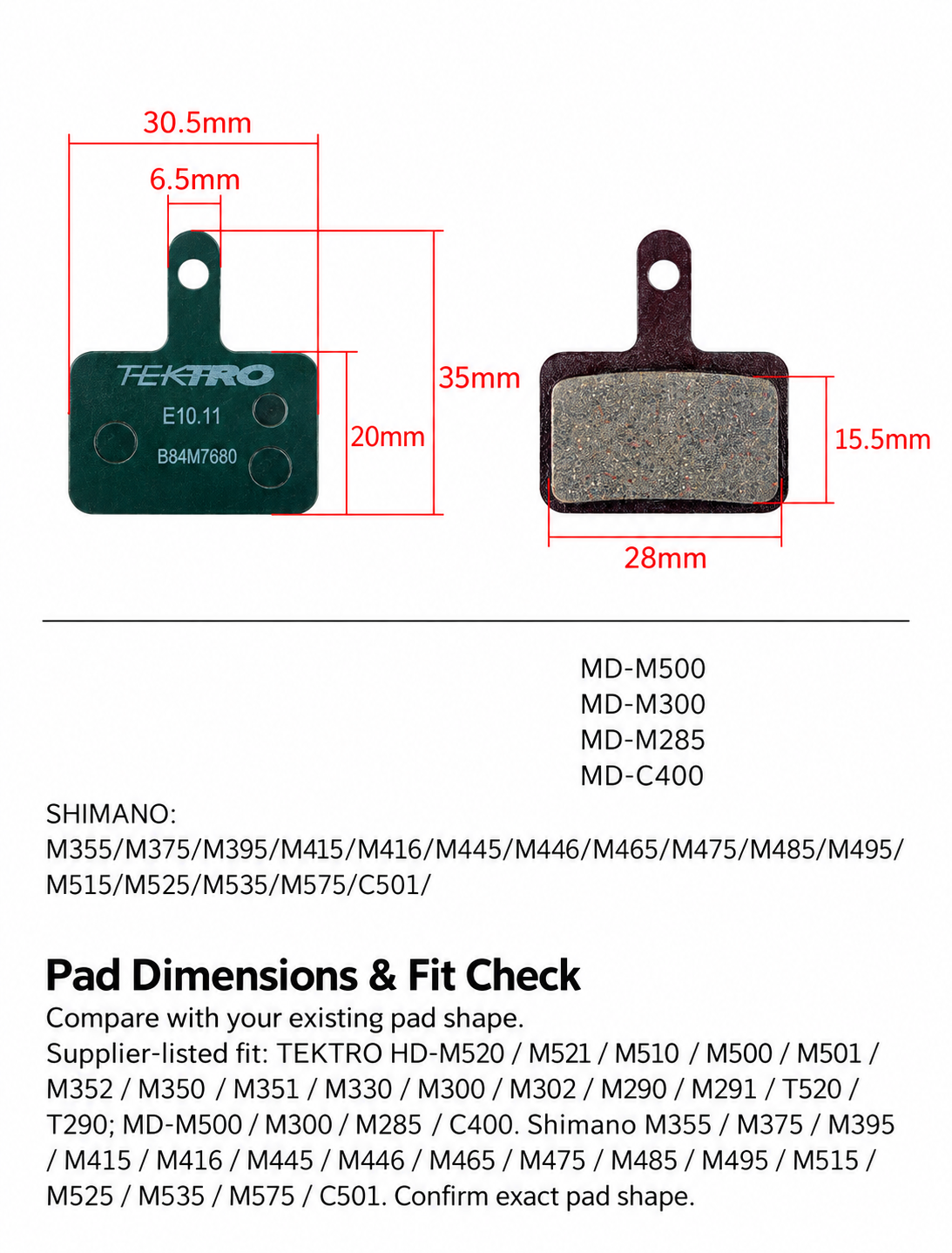 TEKTRO E10.11 Metal-Ceramic Disc Brake Pads