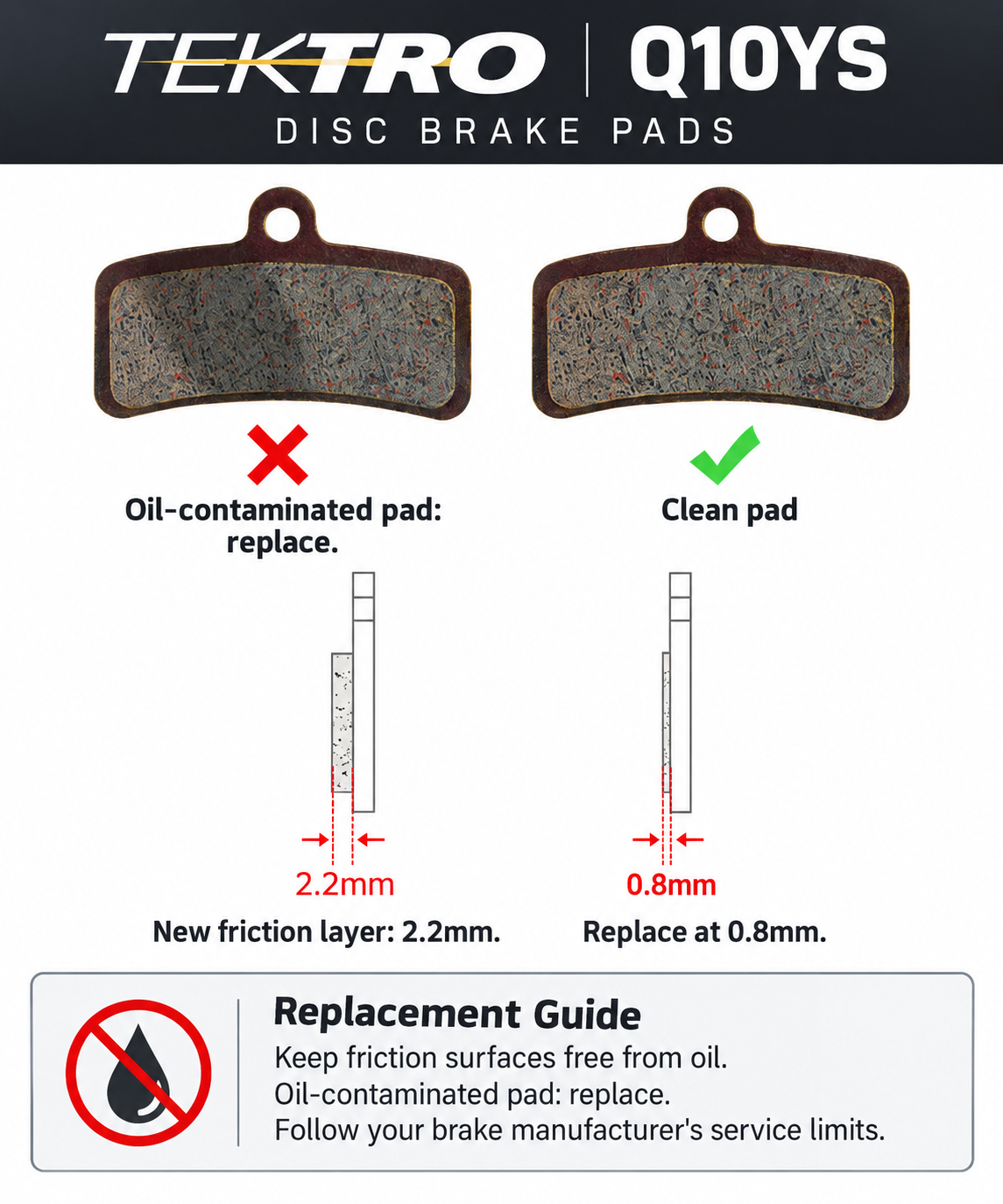 TEKTRO Q10YS Sintered Brake Pads for 4-Piston Calipers