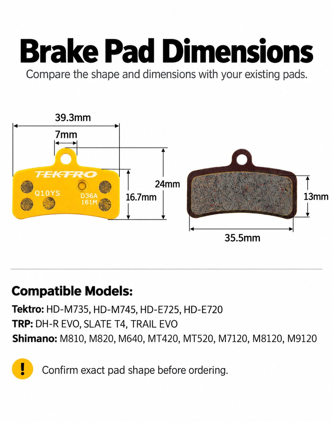 TEKTRO Q10YS Sintered Brake Pads for 4-Piston Calipers