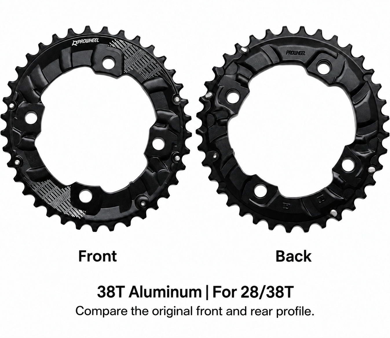 PROWHEEL 2x Chainring, 26/36T 28/38T 22/36T 24/38T