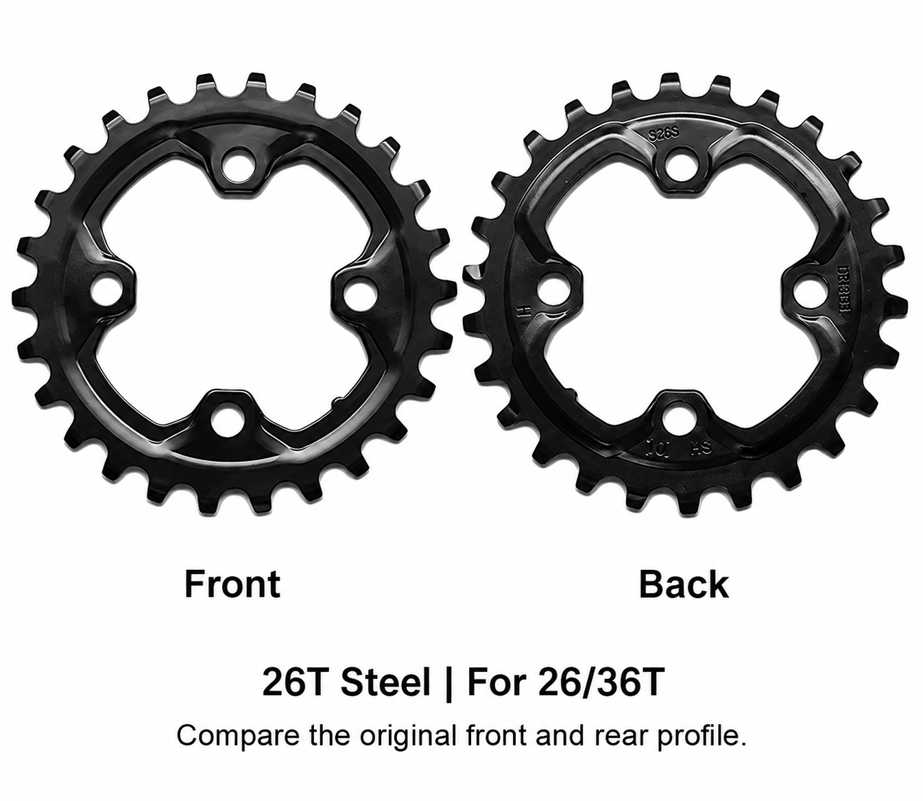 PROWHEEL 2x Chainring, 26/36T 28/38T 22/36T 24/38T