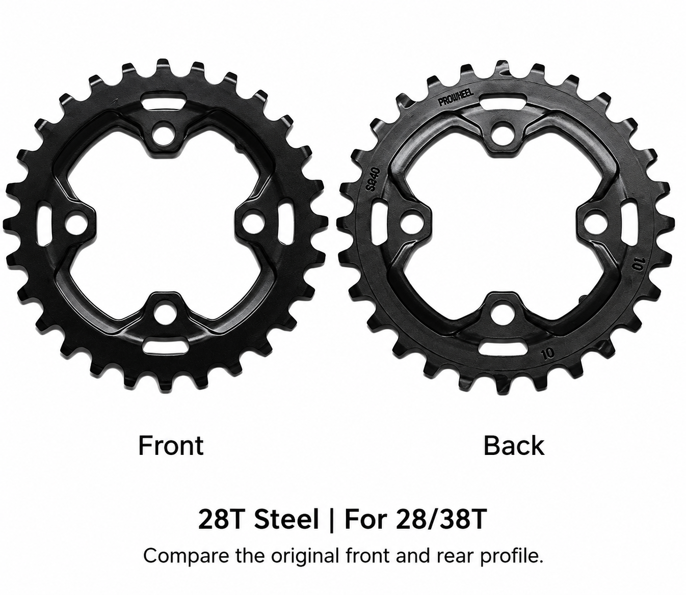 PROWHEEL 2x Chainring, 26/36T 28/38T 22/36T 24/38T