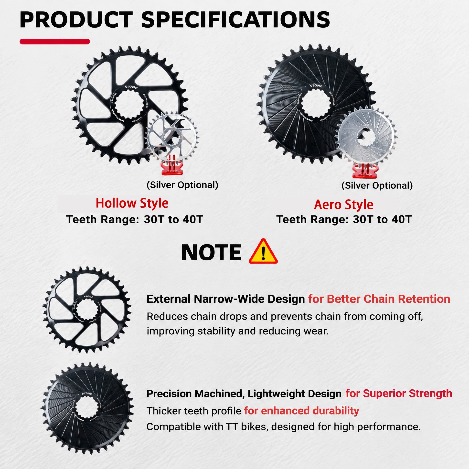 STONE Direct Mount Chainring 30-40T for Cannondale SI SL SISL SISL2 and for FSA Comet Afterburner, 3mm Inner Offset