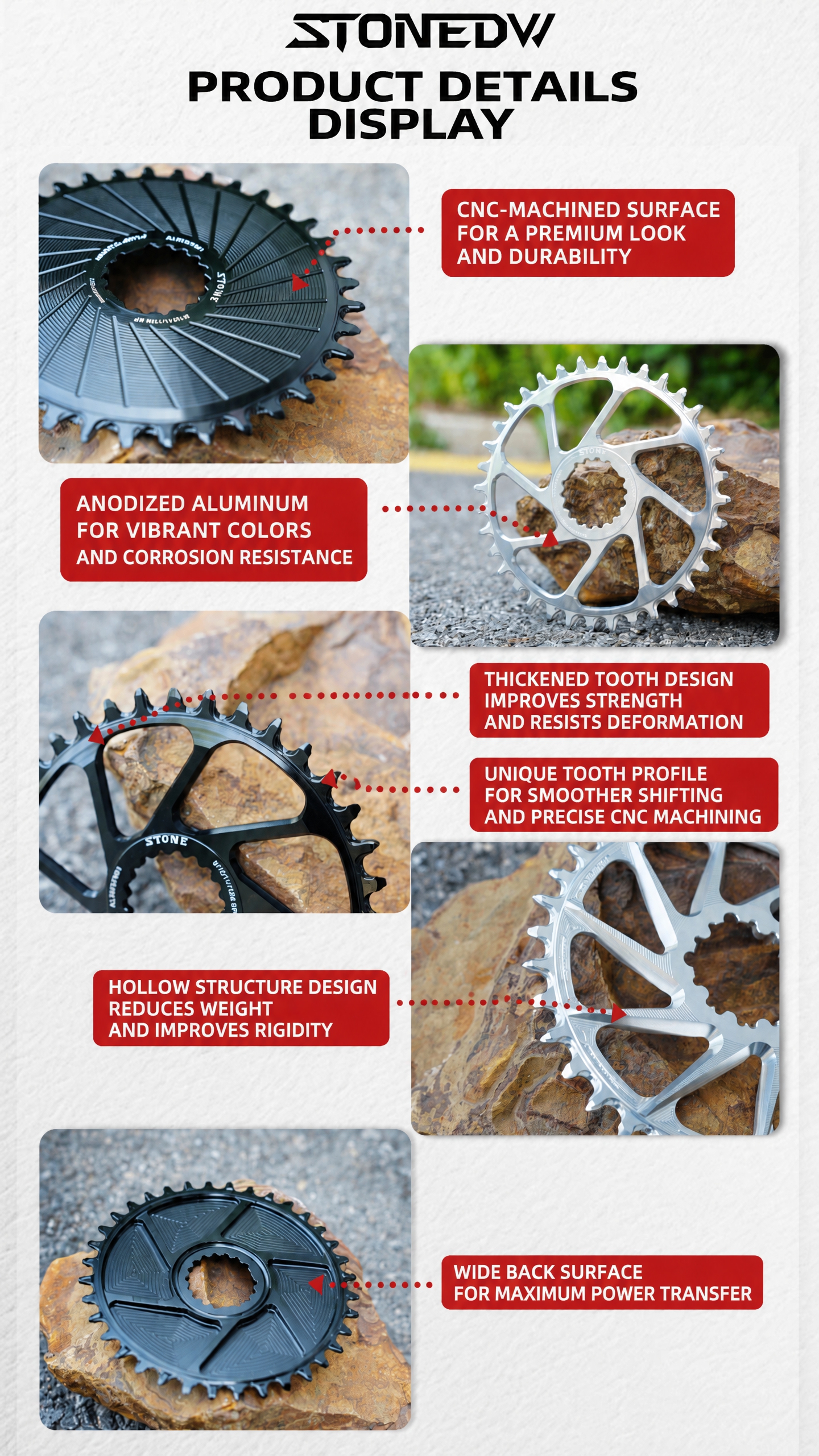 STONE Direct Mount Chainring 30-40T for Cannondale SI SL SISL SISL2 and for FSA Comet Afterburner, 3mm Inner Offset