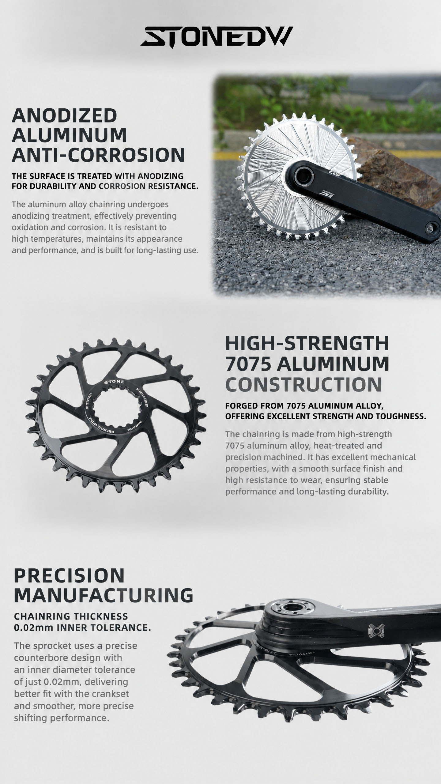 STONE Direct Mount Chainring 30-40T for Cannondale SI SL SISL SISL2 and for FSA Comet Afterburner, 3mm Inner Offset