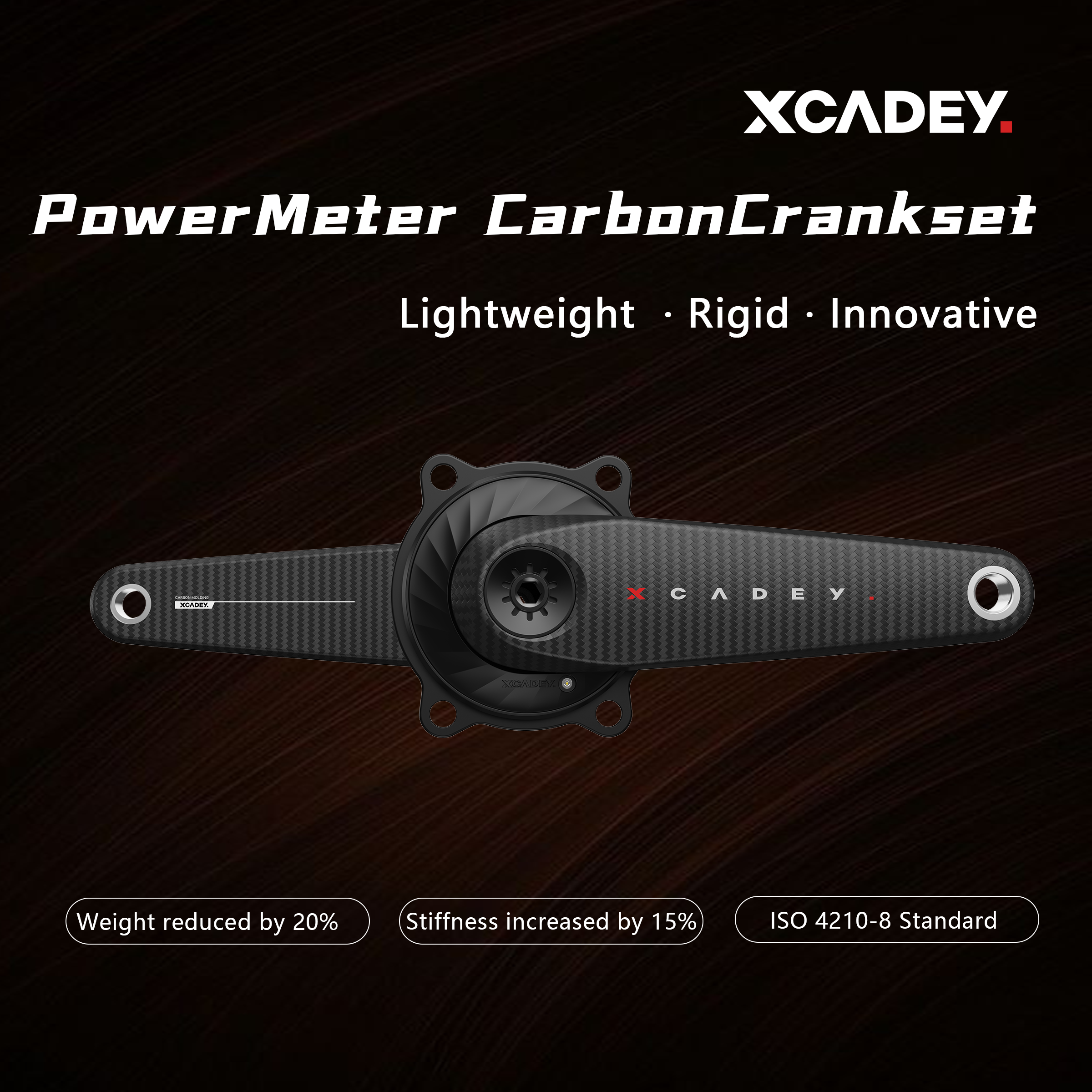 XCADEY VENTUS-XPOWER 110BCD 4-bolt carbon power meter crankset and separate chainring options - image 1