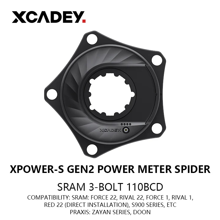 XCADEY XPOWER-S GEN2 110BCD 5-bolt power meter spider for SRAM GXP 3-bolt