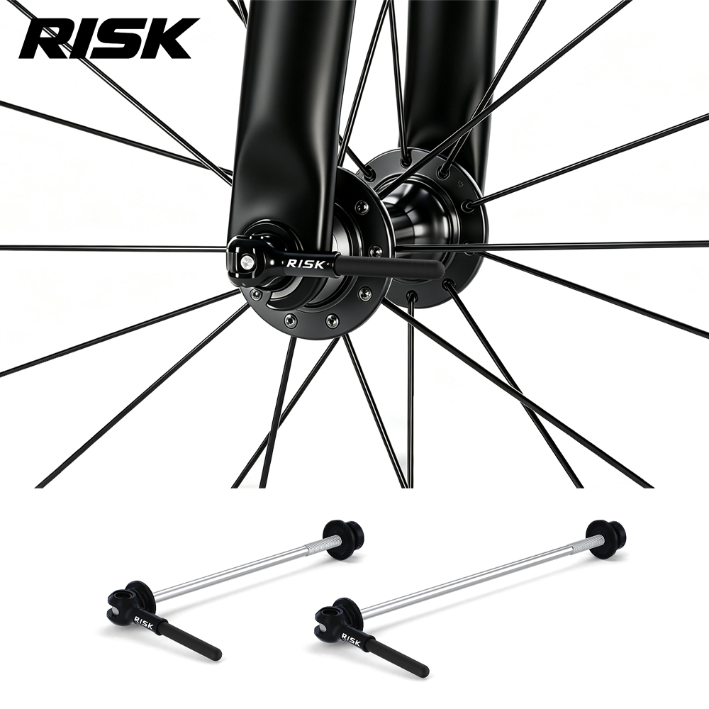 RISK RA163 Titanium Quick Release Skewer Set, Carbon Fiber Levers, Front & Rear, 40g