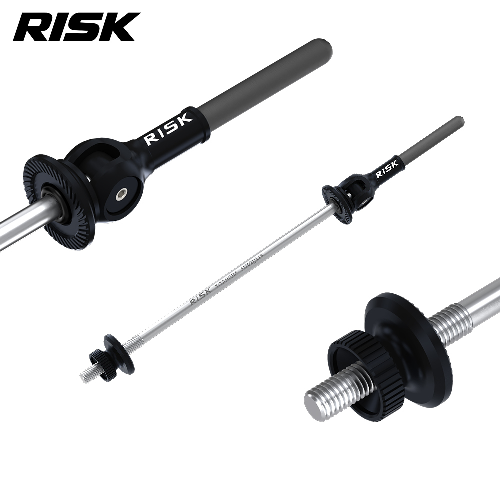 RISK RA163 Titanium Quick Release Skewer Set, Carbon Fiber Levers, Front & Rear, 40g