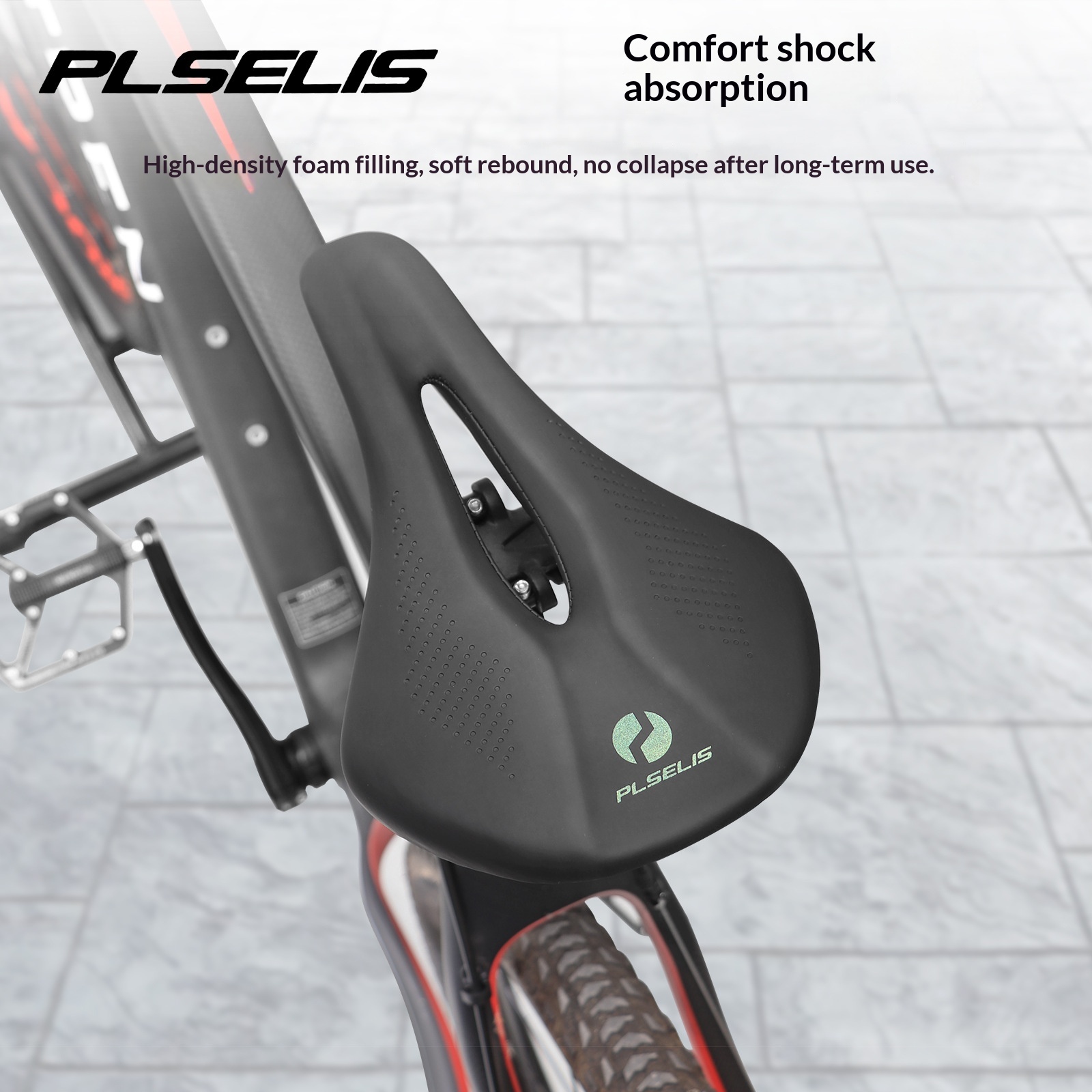 PLSELIS Bicycle Saddle Hollow Comfort Seat for MTB Road Bike Folding Bike Memory Foam Cushion Waterproof Cover