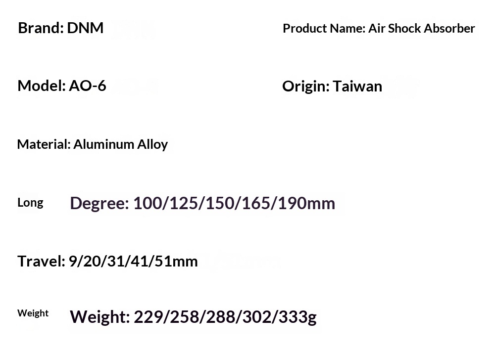 DNM AO-6 Air Rear Shock Absorber AO-6 Bicycle Suspension 100/125/150/165/190mm for Folding Bike Scooter MTB