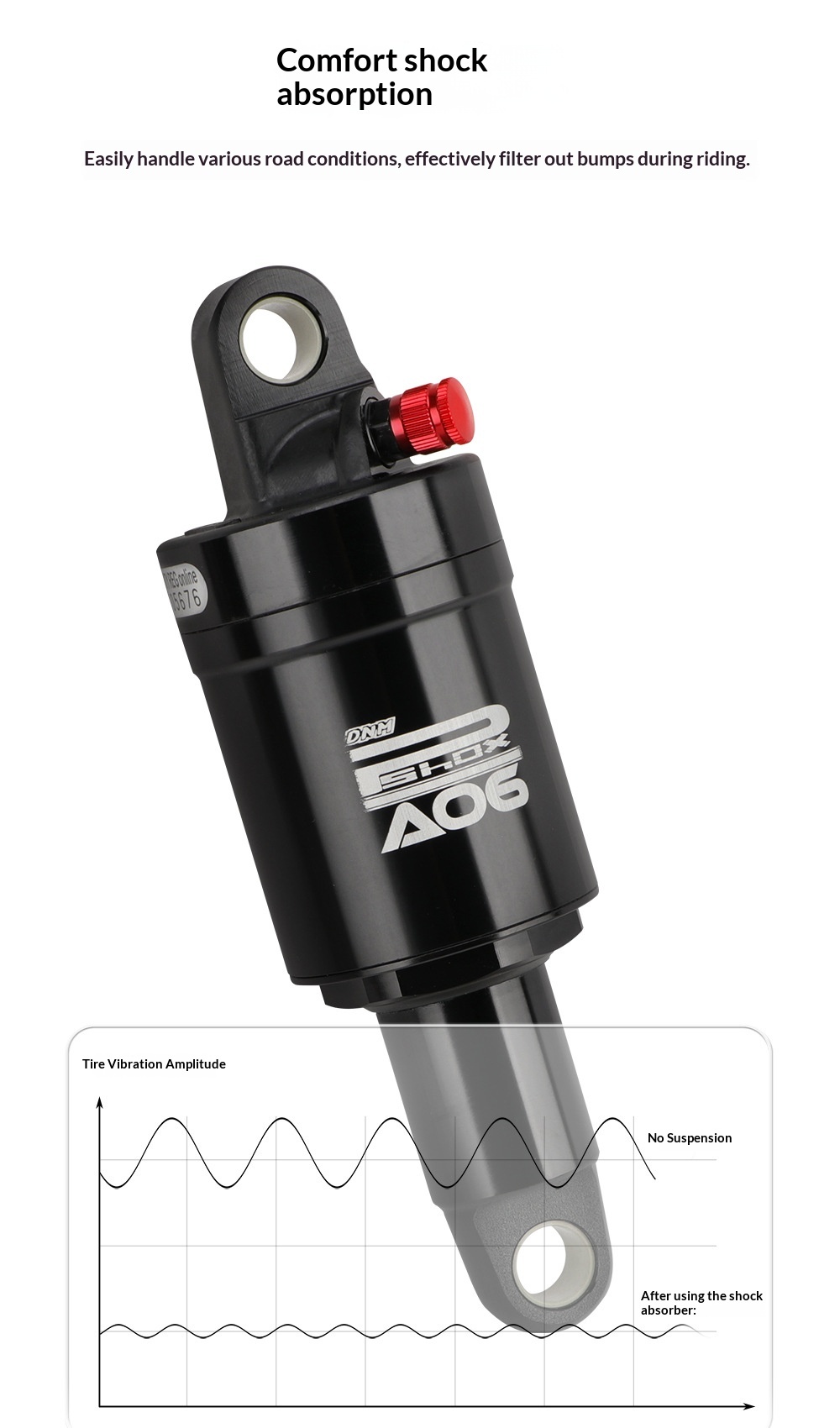DNM AO-6 Air Rear Shock Absorber AO-6 Bicycle Suspension 100/125/150/165/190mm for Folding Bike Scooter MTB