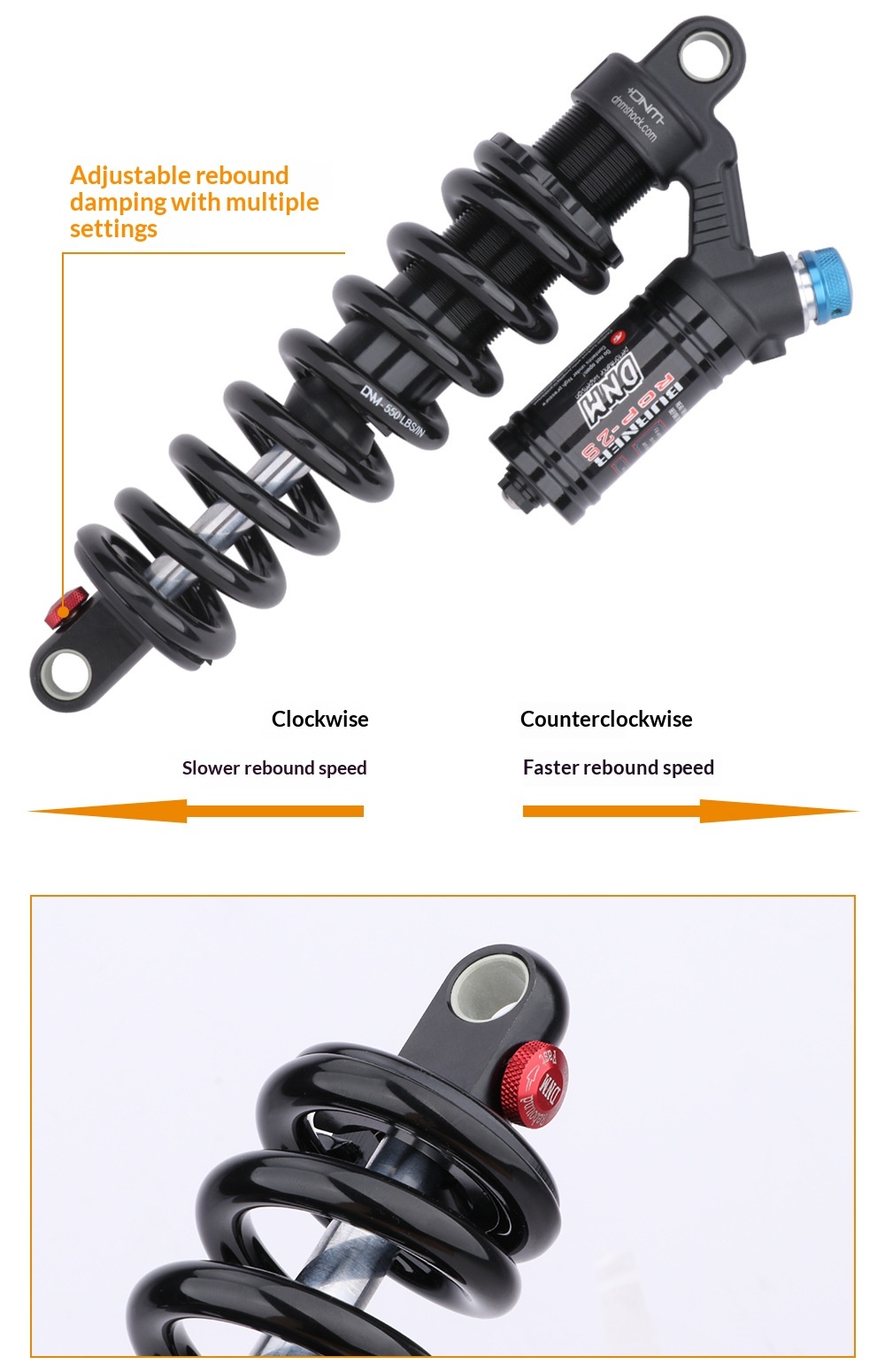 DNM RCP2S Coil Rear Shock Absorber RCP2S 190/200/210/220/230/240/265mm for MTB E-Bike Electric Motorcycle