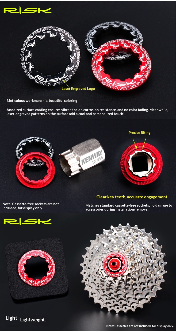 RISK RA127 Aluminum 11T Cassette Lockring – CNC Machined Freewheel Lock Cap