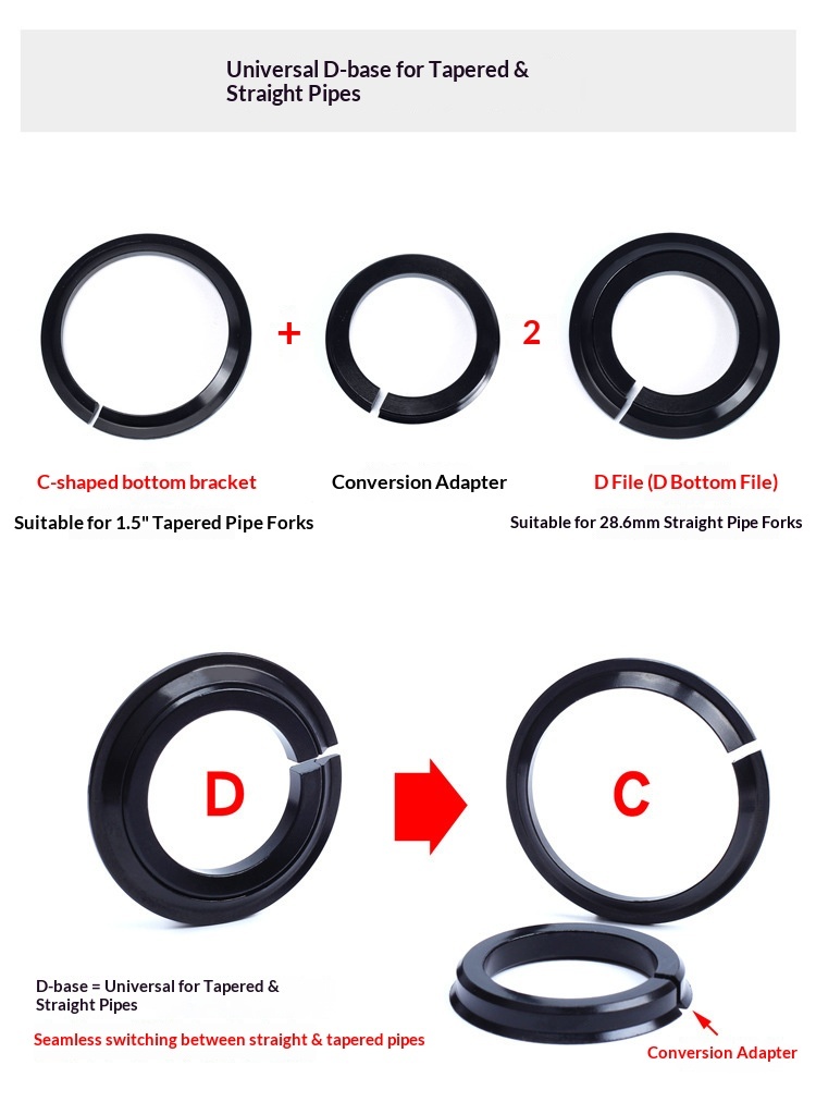 RISK RA133 Bicycle Headset Crown Race Adapter, Tapered to Straight Fork Compatible, 45° Split Design
