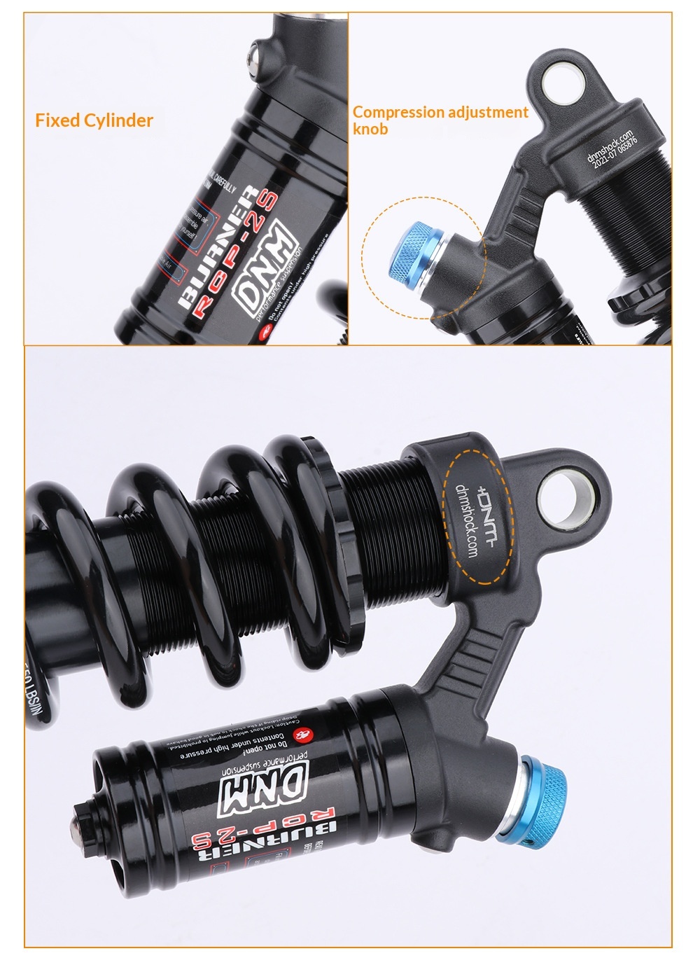 DNM RCP2S Coil Rear Shock Absorber RCP2S 190/200/210/220/230/240/265mm for MTB E-Bike Electric Motorcycle