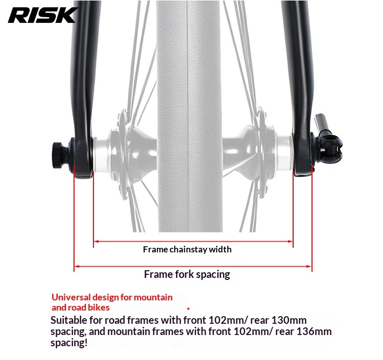 RISK RA163 Titanium Alloy Quick Release Skewer Set — Ultra-Light Bicycle Hub Axle for Mountain & Road Bike, Front + Rear Pair (Black)