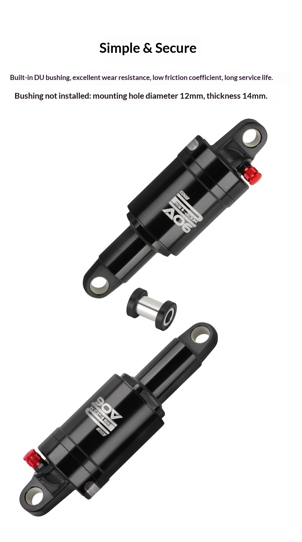 DNM AO-6 Air Rear Shock Absorber AO-6 Bicycle Suspension 100/125/150/165/190mm for Folding Bike Scooter MTB