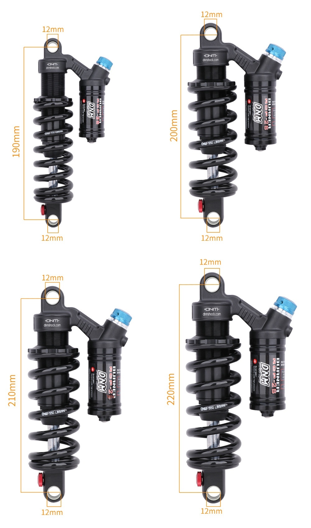DNM RCP2S Coil Rear Shock Absorber RCP2S 190/200/210/220/230/240/265mm for MTB E-Bike Electric Motorcycle