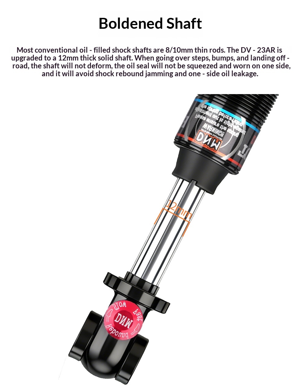 DNM DV23AR Hydraulic Coil Rear Shock Absorber, Rebound Adjustable Bike Suspension for MTB E-Bike Scooter 125-200mm
