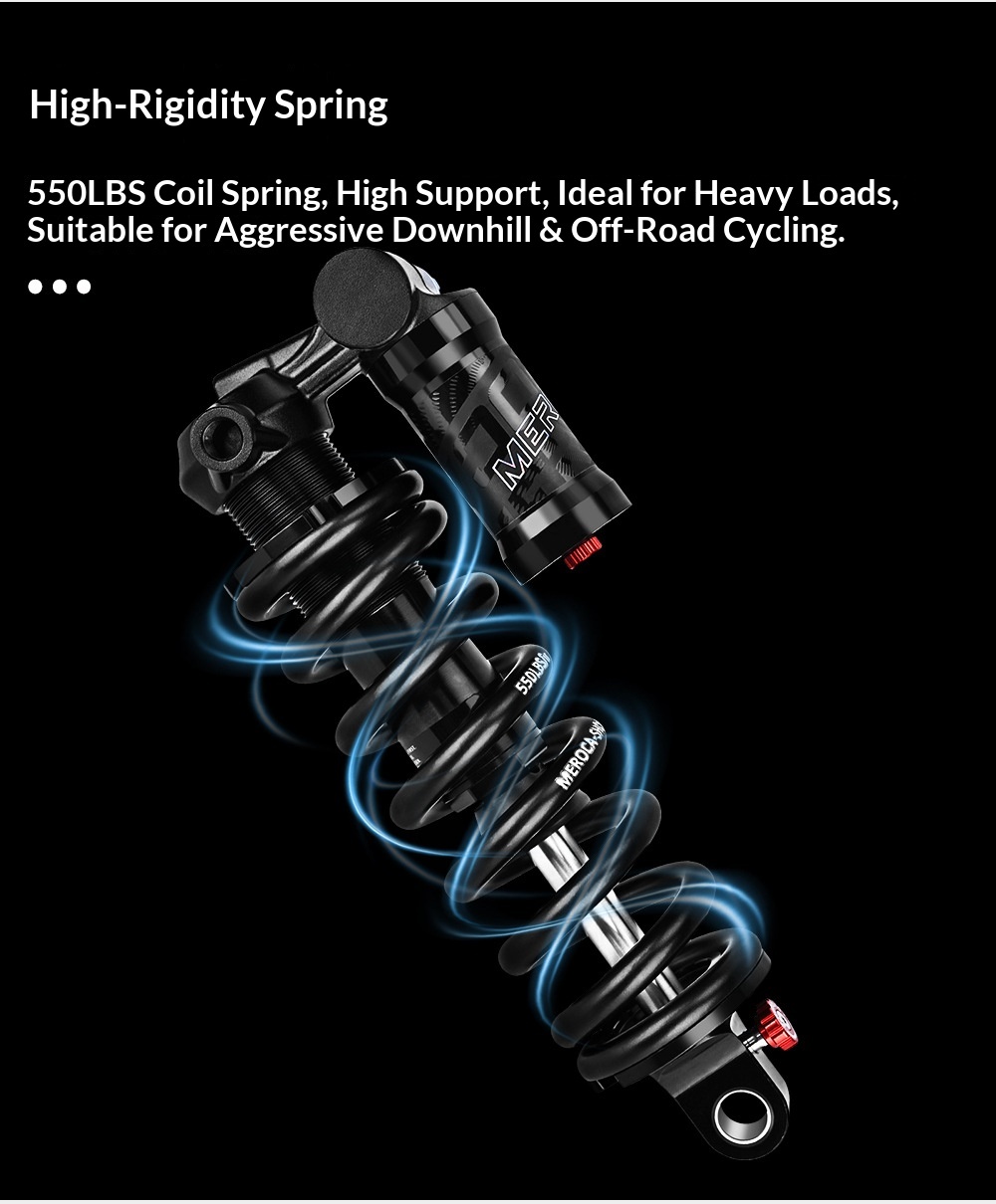 MEROCA-RCT-3 Trunnion Coil Rear Shock Absorber 550LBS 185/205mm with Damping Adjustment for MTB Soft Tail Bike