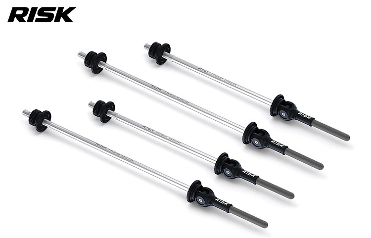 RISK RA163 Titanium Alloy Quick Release Skewer Set — Ultra-Light Bicycle Hub Axle for Mountain & Road Bike, Front + Rear Pair (Black)