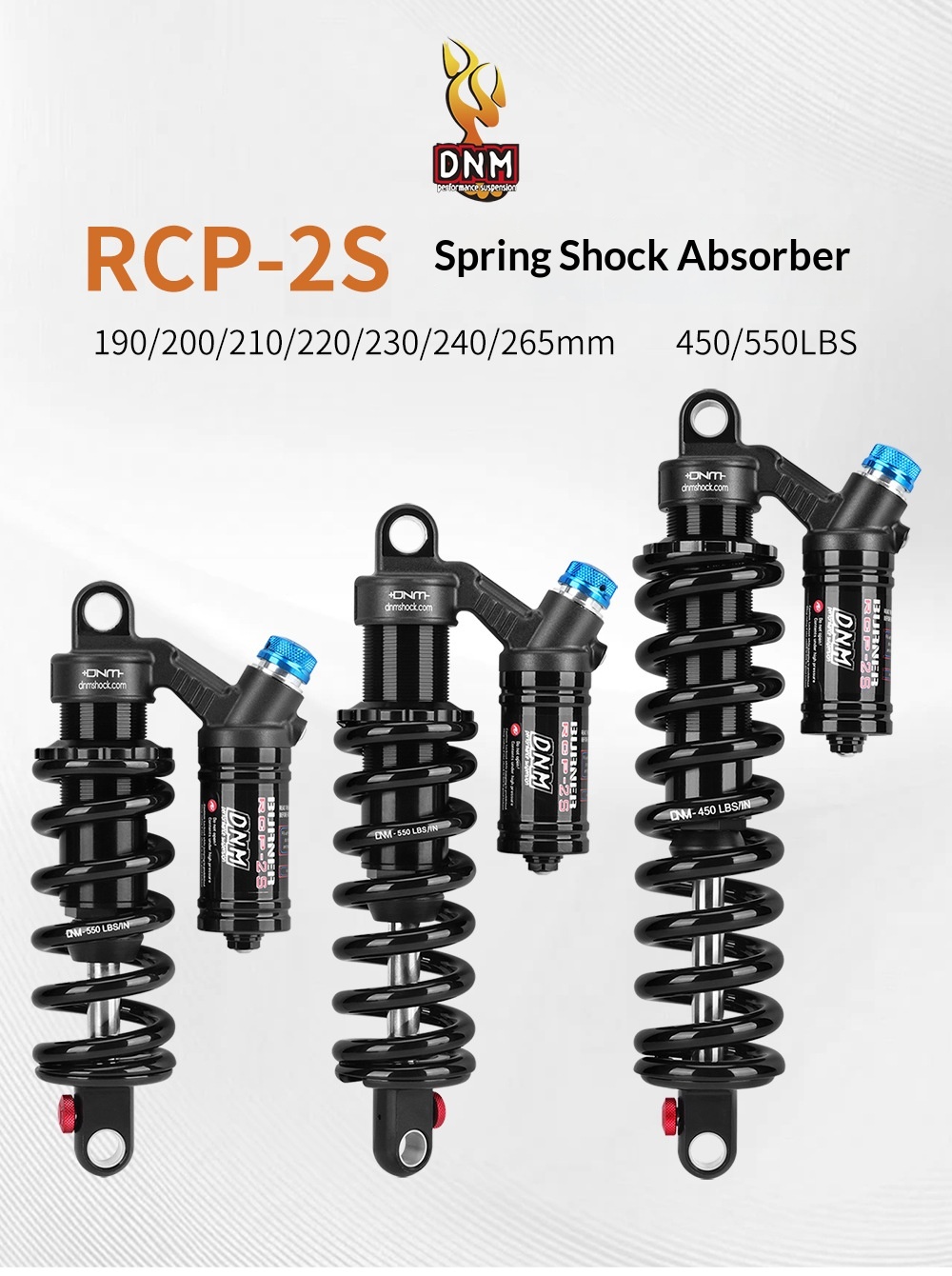 DNM RCP2S Coil Rear Shock Absorber RCP2S 190/200/210/220/230/240/265mm for MTB E-Bike Electric Motorcycle