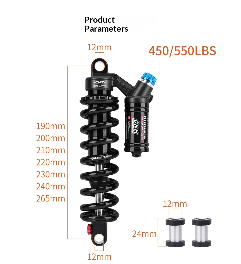 DNM RCP2S Coil Rear Shock Absorber RCP2S 190/200/210/220/230/240/265mm for MTB E-Bike Electric Motorcycle