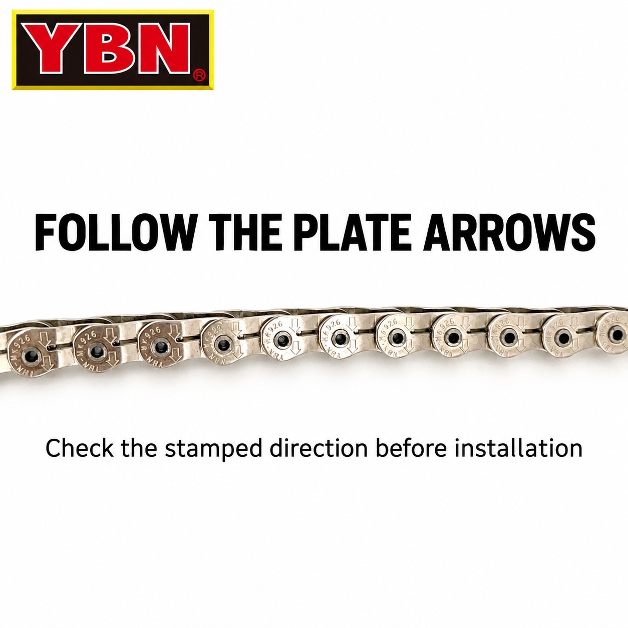 YBN BMX Single Speed Half-Link Chain Heavy Duty for Freestyle Fixie Track Bike Dirt Jump, Street 1/2"x1/8" 102 Links Chains