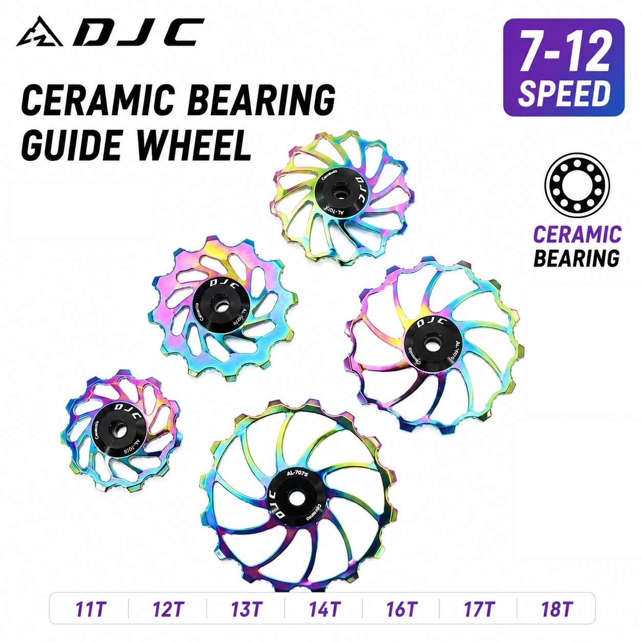 DJC Bike pulley wheel ceramic bearing oilslick 11T 12T 13T 14T 16T MTB road bike for derailleur mountain road bike guide wheel