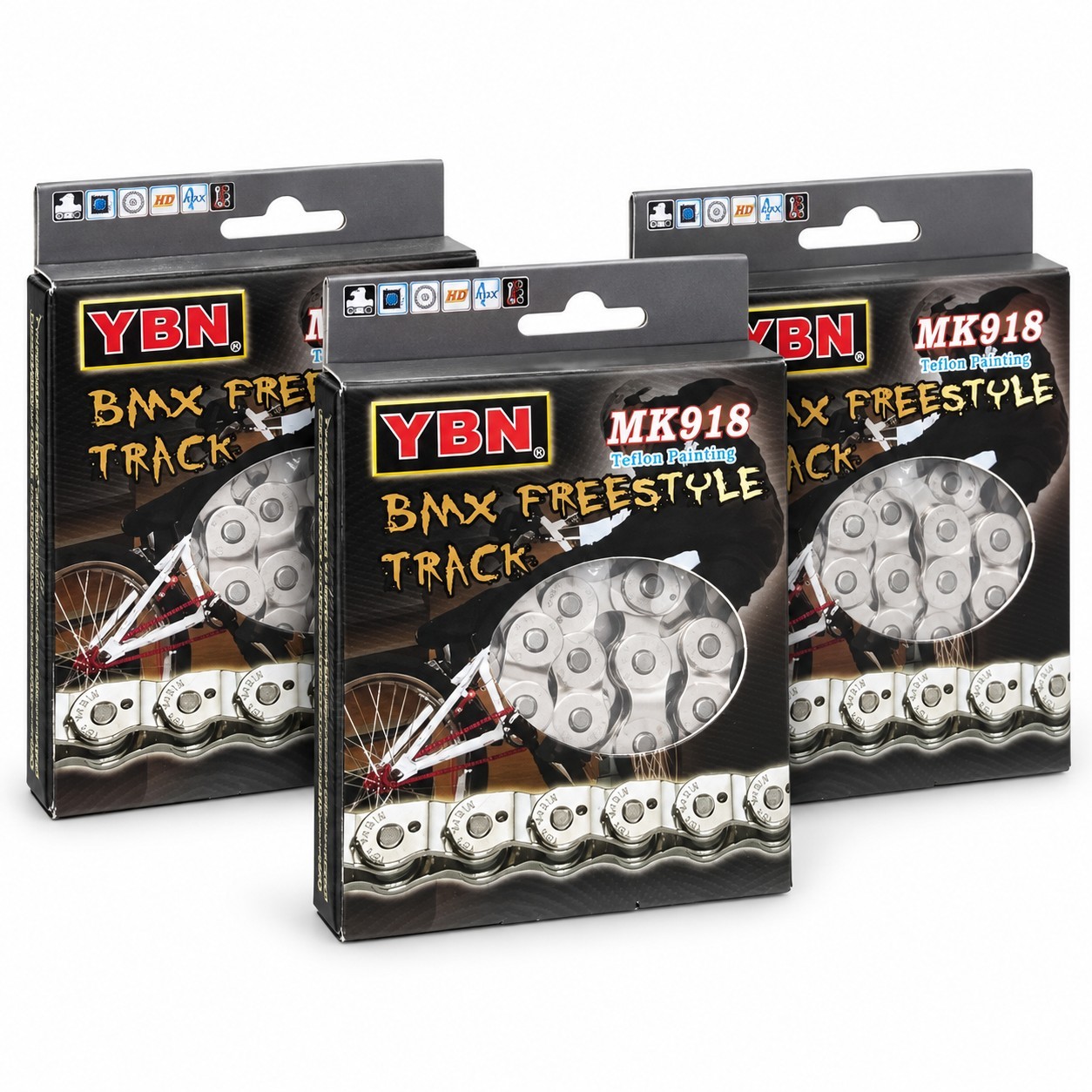 YBN BMX Single Speed Half-Link Chain Heavy Duty for Freestyle Fixie Track Bike Dirt Jump, Street 1/2"x1/8" 102 Links Chains