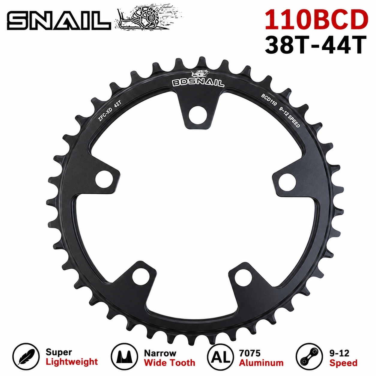 Snail Chainring Round 110 BCD for force red rival s350 s900 38 40 42 44T Tooth Road Bike for sram cx gravel q